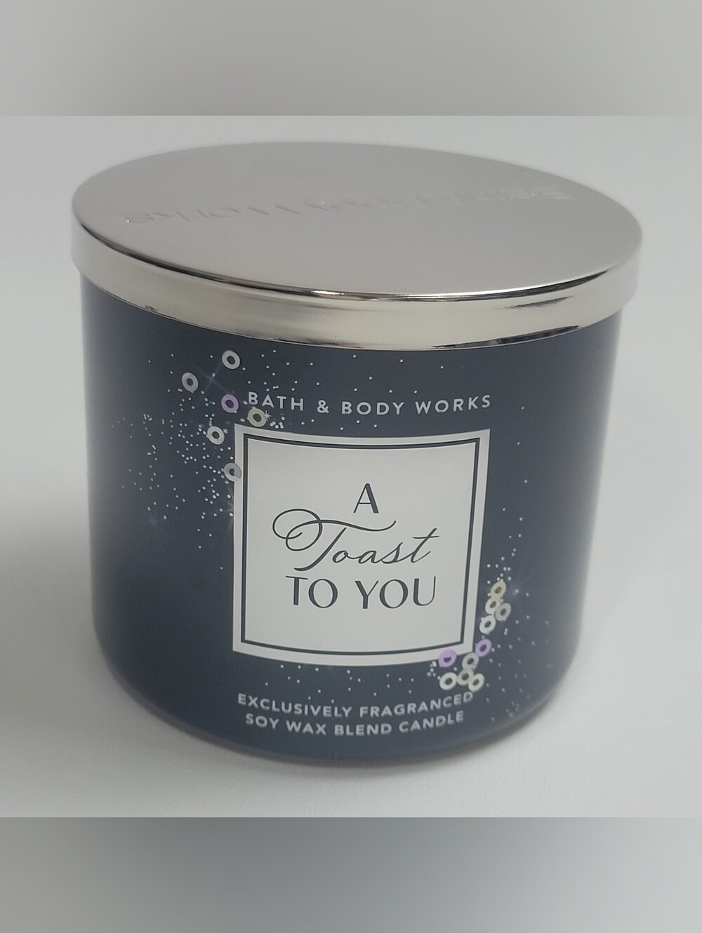 Bath & Body Works Silver and Black Candle - A Toast to You